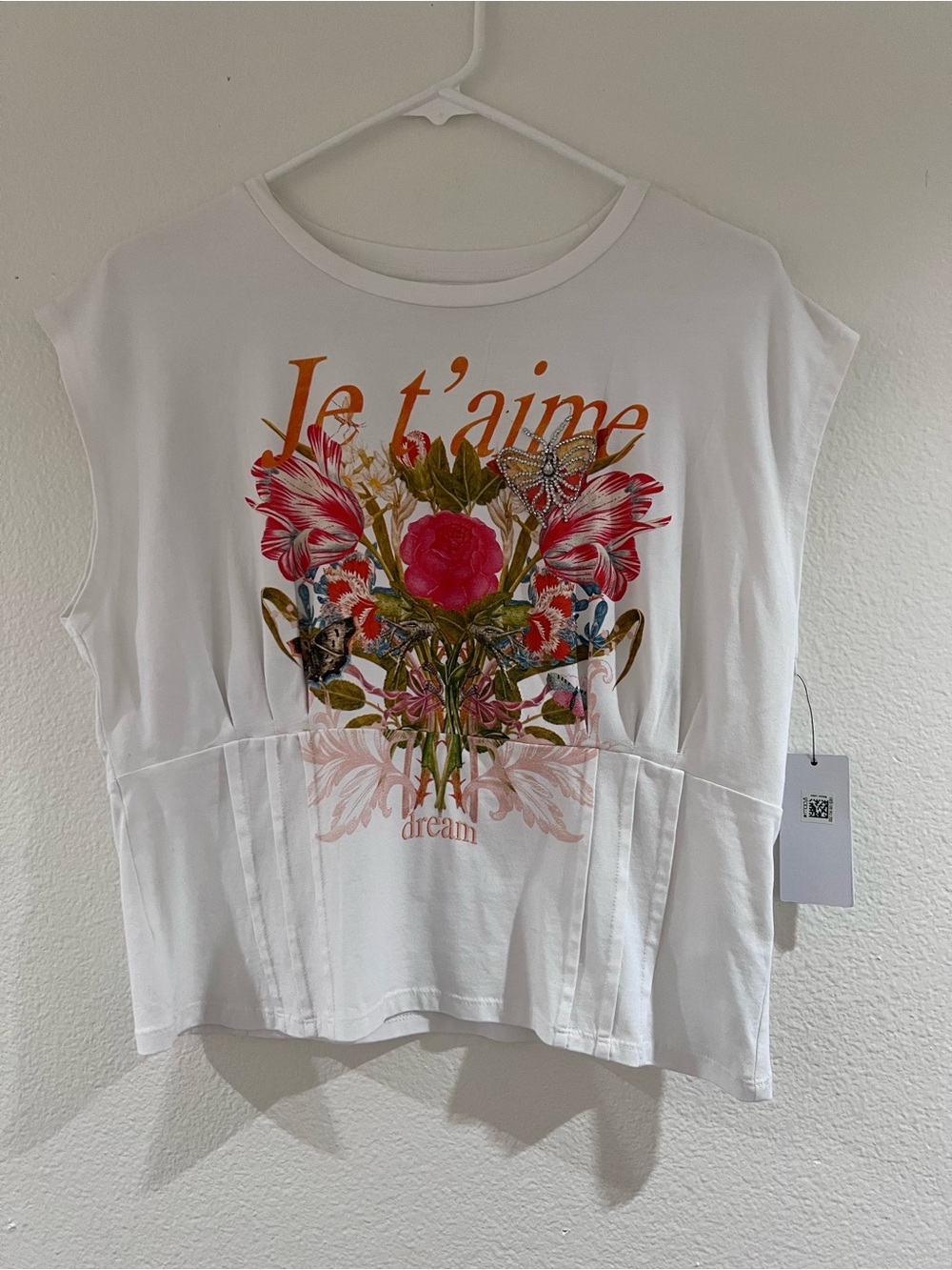 Guess White Floral Tank Top